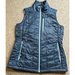 LL Bean Vest Misses S Blue Primaloft Packable Quilted Vest *Embroidered On Back*